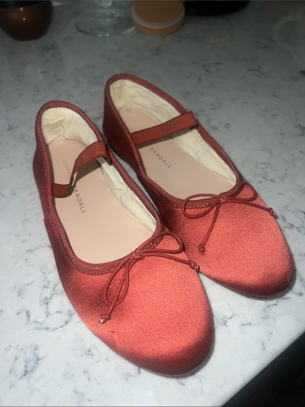 Loeffler Randall Leonie Rust-Orange Satin Mary Jane Flats